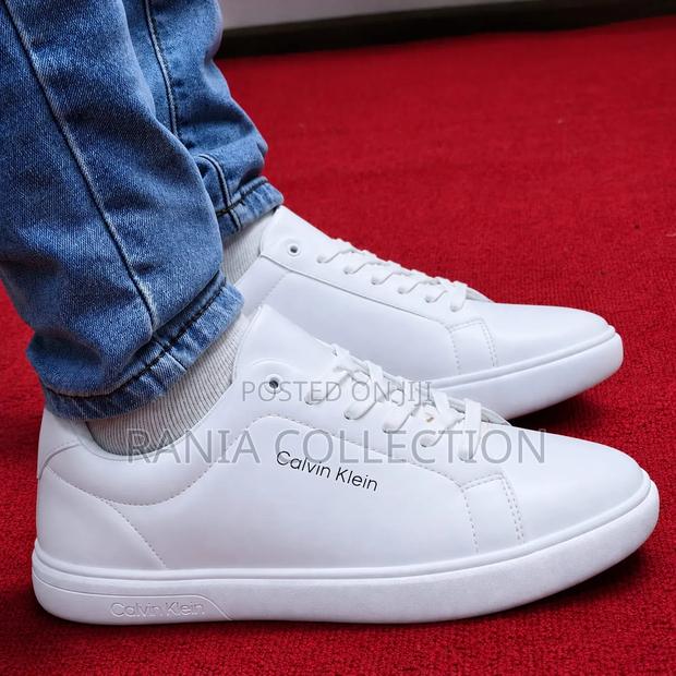 Quality All White Calvin Klein Leather Casual Sneakers
