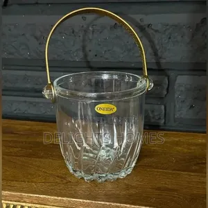 1l Heavy Glass Ice Cube Bucket Stainless Steel Handle-Pa