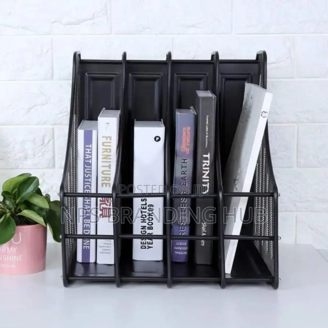 4 Slot Vertical Metallic Mesh Desk File Organizer 28x 35x 31.5cm Stda