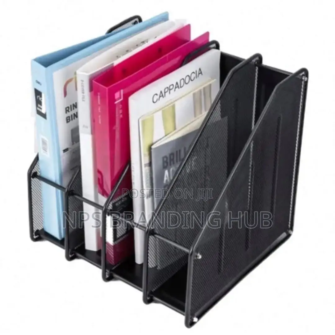 4 Slot Vertical Metallic Mesh Desk File Organizer 28x 35x 31.5cm Stda