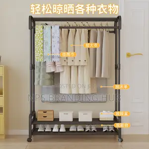 Double Pole Wheeled Multifunctional Clothes Drying Rack (Stda