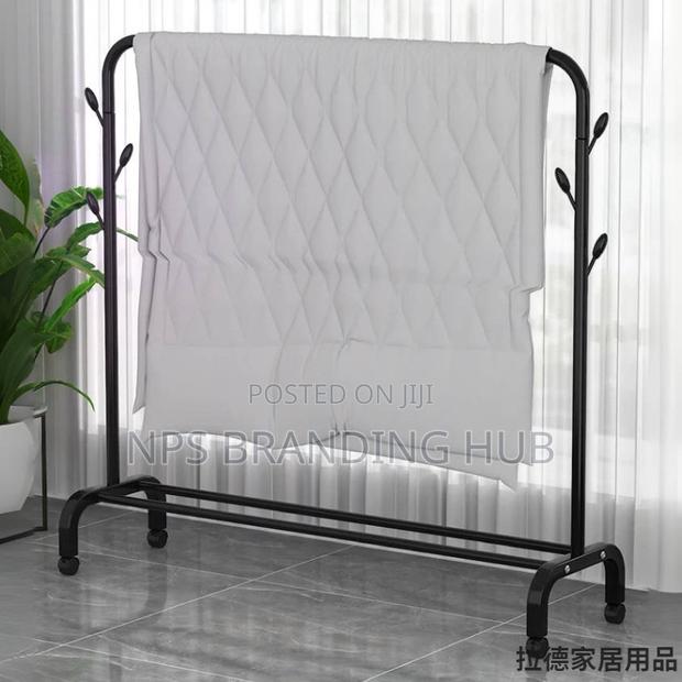 Single Pole Standing Iron Cloth Drying Rack With Under Shoe Rack (Stda
