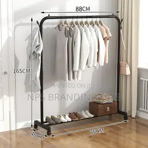 Single Pole Standing Iron Cloth Drying Rack With Under Shoe Rack (Stda