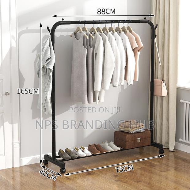 Single Pole Standing Iron Cloth Drying Rack With Under Shoe Rack (Stda - thumbnail 5