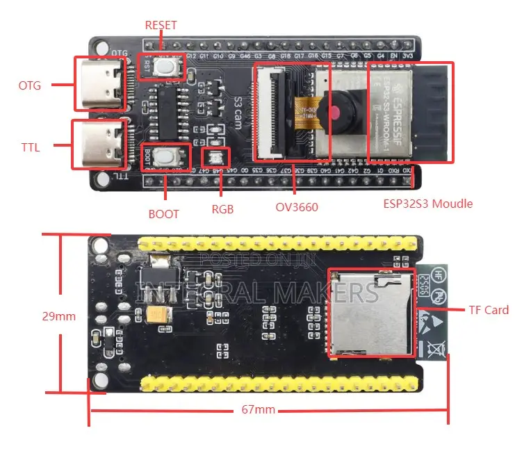 Esp32-S3 Cam N16r8 With Camera Ov3660 Tf Card