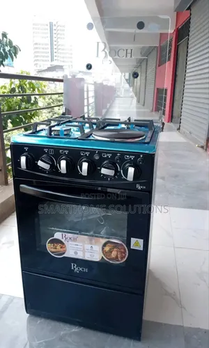 Roch Cooker 50x55cm 3 Gas + 1 Hotplate Cooker – Black RGC-50g1eo-G
