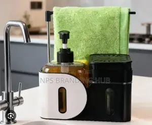 Kitchen Soap Dispenser With Manual Press And Rag Rack (Stda