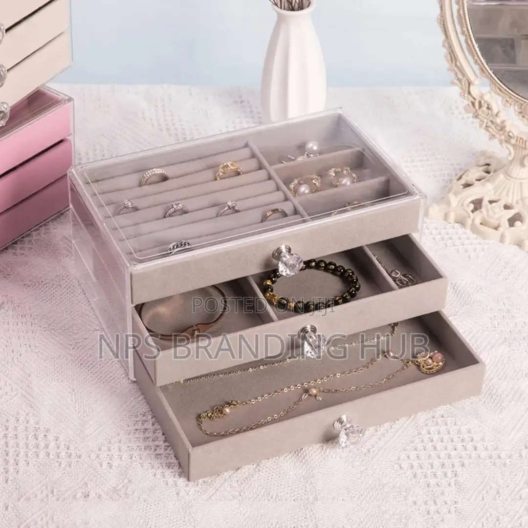 Acrylic Transparent Flannel Jewelery Storage Display Box (Stda