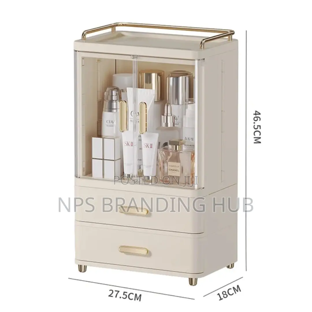 Plastic Lidded Acrylic Double Door Cosmetic Storage Organizer(Stda