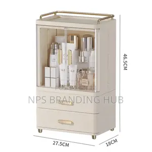 Plastic Lidded Acrylic Double Door Cosmetic Storage Organizer(Stda