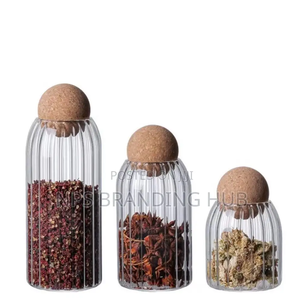 3pcs Glass Spice Jar With Bamboo Lid (Stda