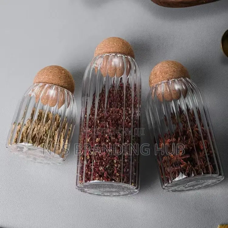 3pcs Glass Spice Jar With Bamboo Lid (Stda