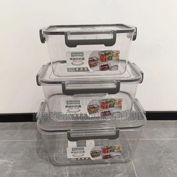 3 Pcs Large Rectangular Acrylic Lock Free Storage Containers(Stda - thumbnail 4