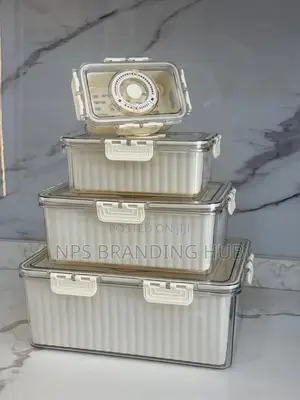 4 PCS Food Grade Fridge Storage Large Capacity Containers(Stda