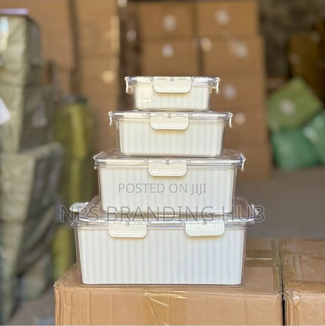4 PCS Food Grade Fridge Storage Large Capacity Containers(Stda