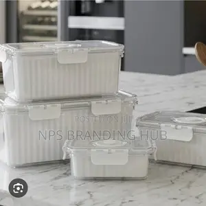 4 PCS Food Grade Fridge Storage Large Capacity Containers(Stda