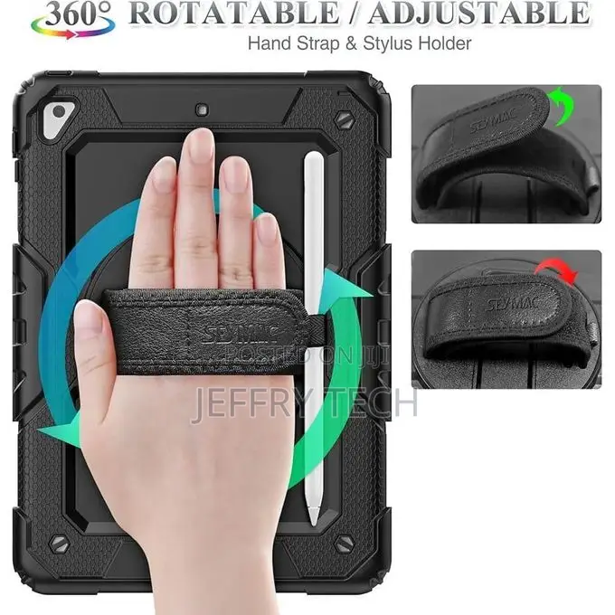 iPad 6th/5th Gen Case - Heavy Duty, Black, 360 Rotate Stand, Screen Pr