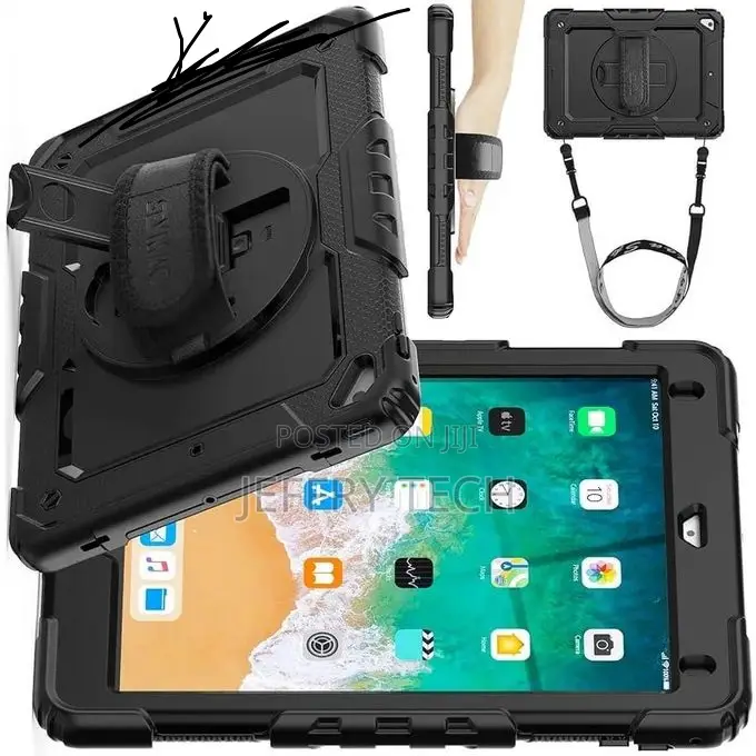 iPad 6th/5th Gen Case - Heavy Duty, Black, 360 Rotate Stand, Screen Pr