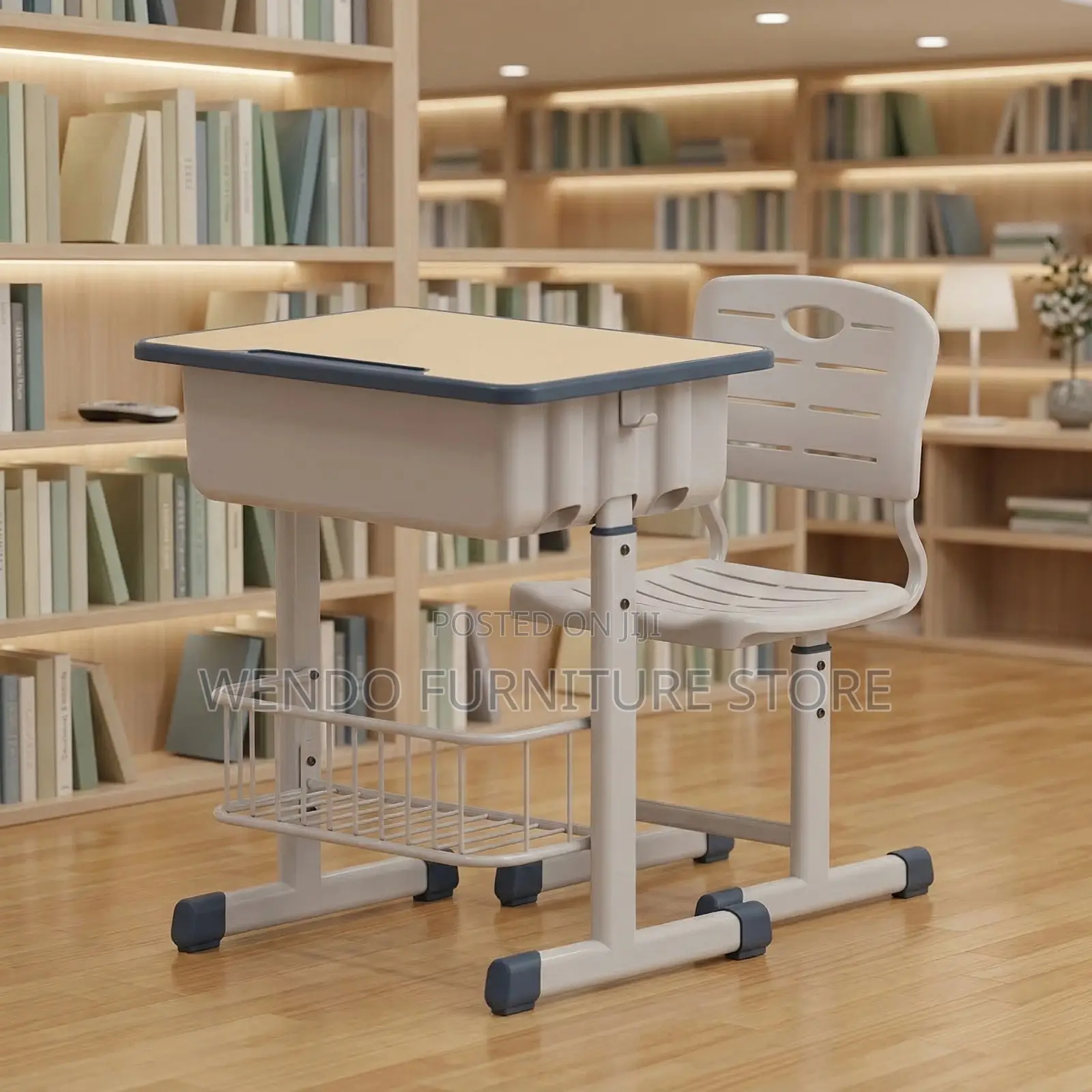 Home Desks; Adjustable Brown-Colored Kids Desk Chair Set