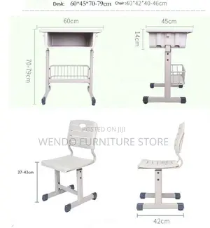 Home Desks; Adjustable Brown-Colored Kids Desk Chair Set
