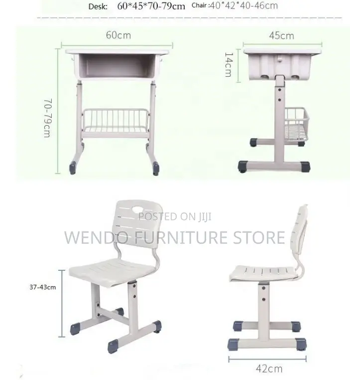 Home Desks; Adjustable Brown-Colored Kids Desk Chair Set
