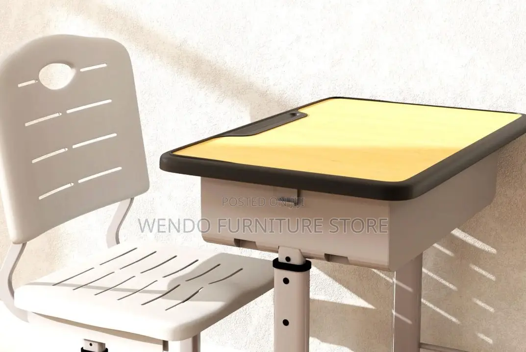 Home Desks; Adjustable Brown-Colored Kids Desk Chair Set