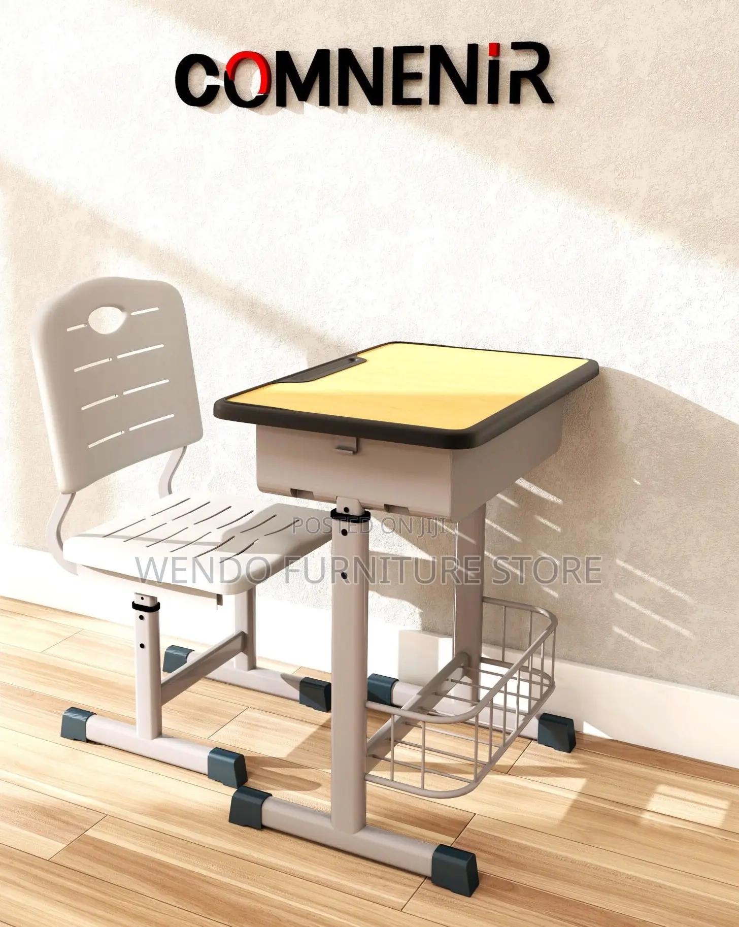 Home Desks; Adjustable Brown-Colored Kids Desk Chair Set