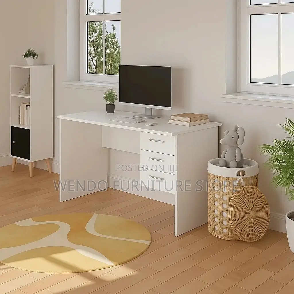 Office Desk; 1200mm Home Offie White Top Paperwork Table