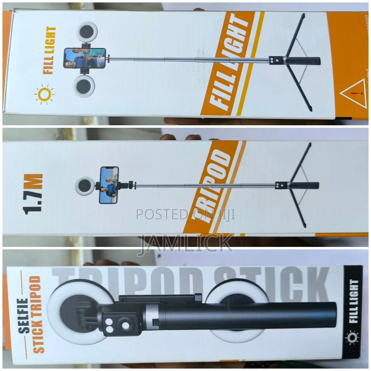 Selfie Stick Tripod With Dual Ring Lights Bluetooth Remote