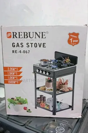 Heavy Duty Rebune Double Burner Standing Gas Stove With Shelves