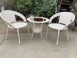 Balcony Set; Brown Rattan 3 Piece Balcony Table and Chair Set