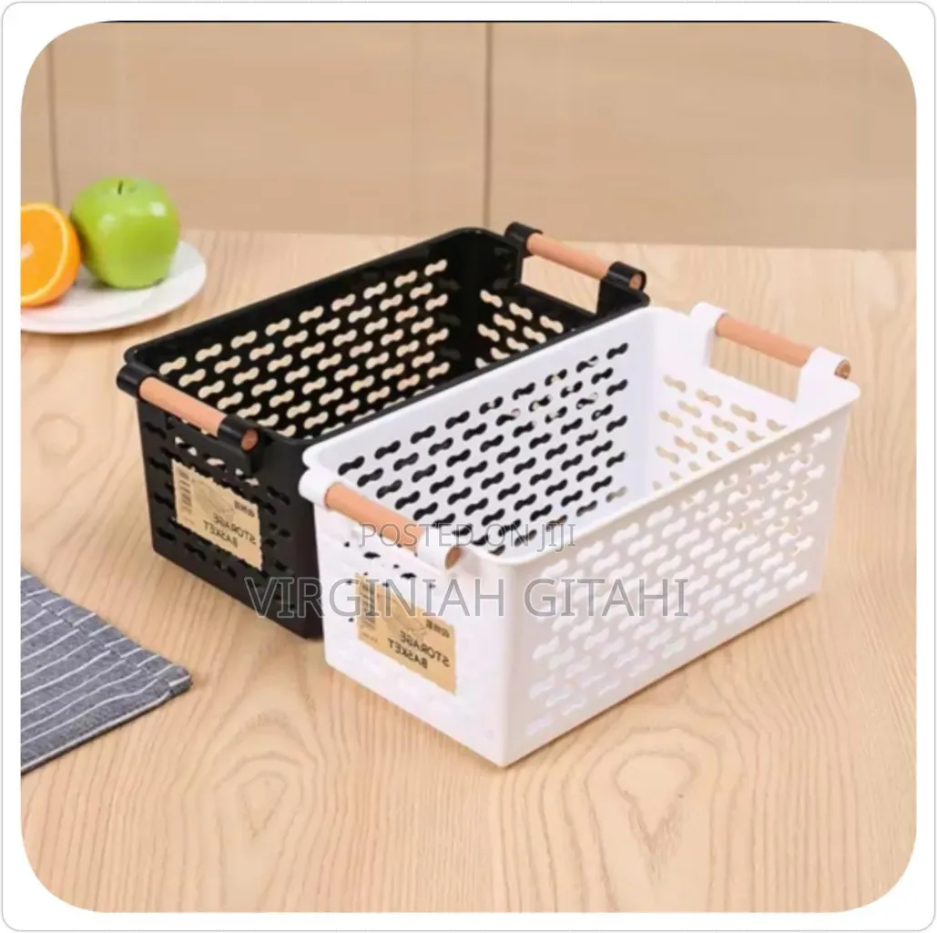 Black White Plastic Storage Baskets