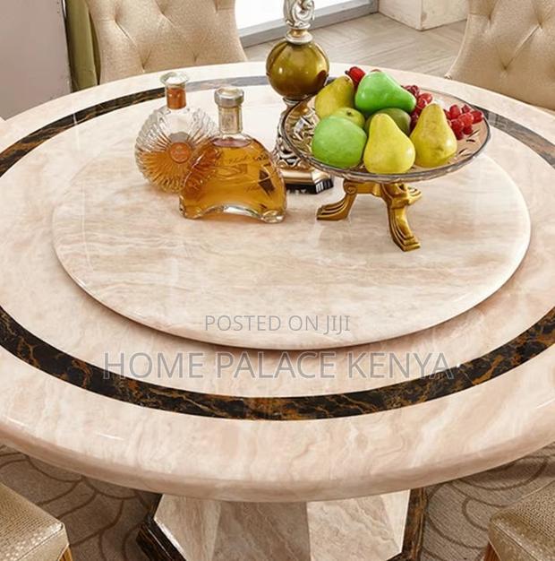 Dining Set: 6 Seater Round Dining Table With Sintered Stone Marble Top - thumbnail 3