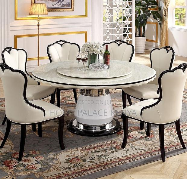 Dining Set: 6 Seater Round Dining Table With Sintered Stone Marble Top - thumbnail 5