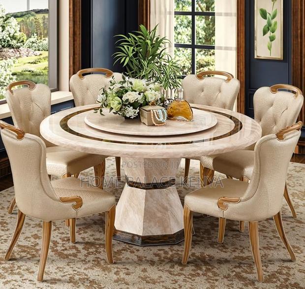 Dining Set: 6 Seater Round Dining Table With Sintered Stone Marble Top - thumbnail 7
