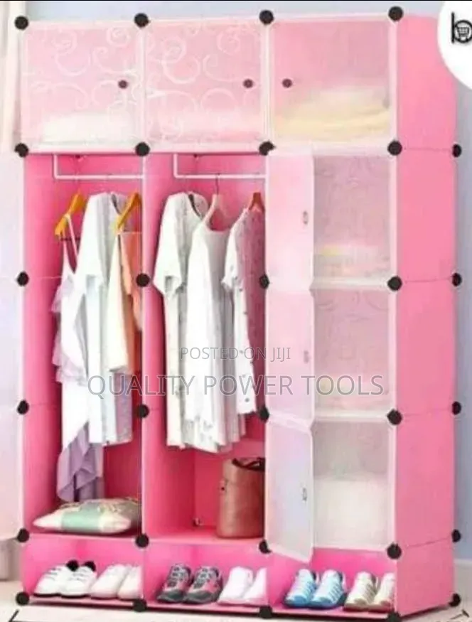 Homemate Pink 12 Grids 3 Columns Plastic Clothes Portable