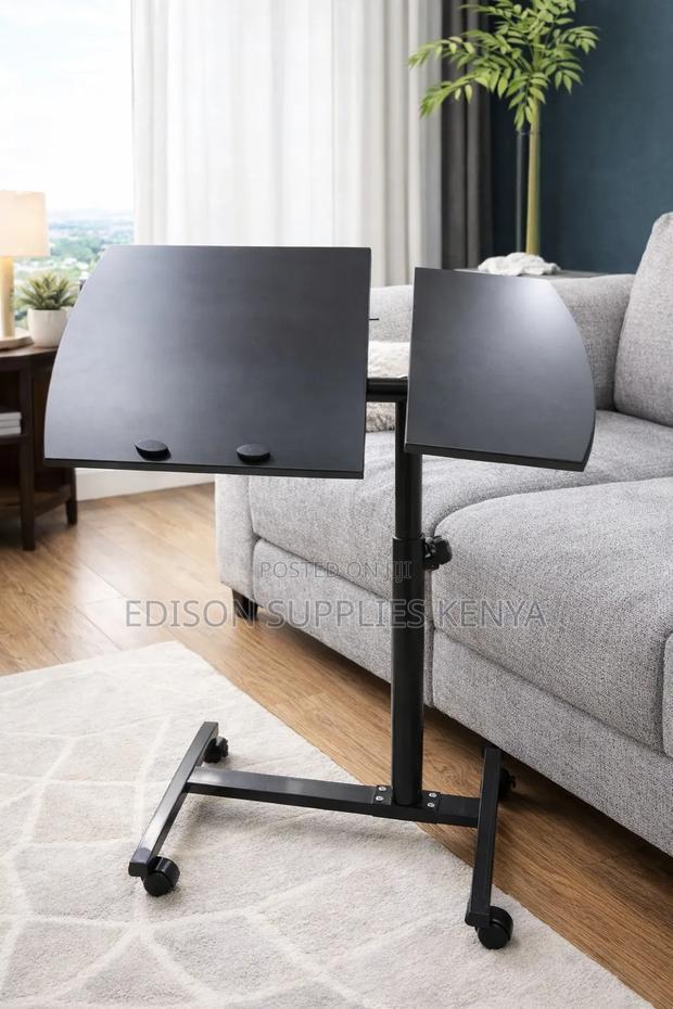 Adjustable Laptop Desk With Wheels Laptop Stand Overbed Table - thumbnail 2