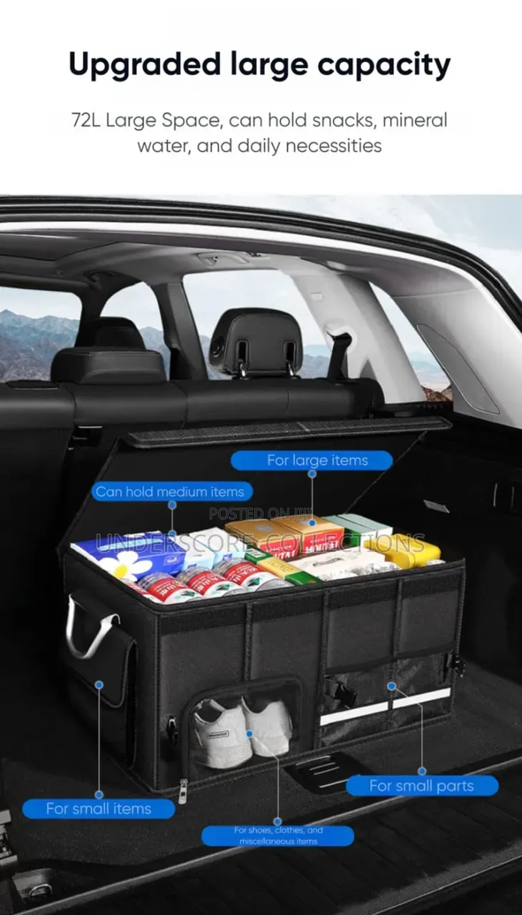 Car Trunk Foldable Storage Box With Shoe Compartment