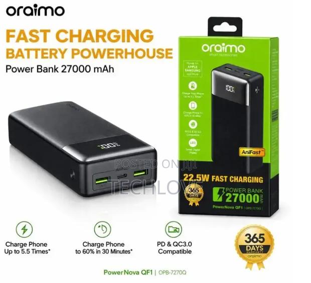 Oraimo Power Bank 27,000mah Fast Charger 22.5w