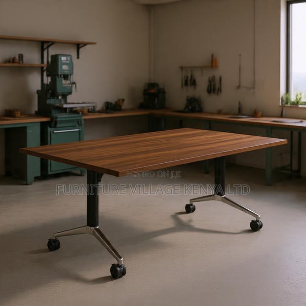 Folding Brown Conference Table - thumbnail 2