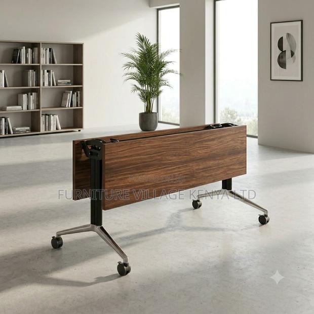 Folding Brown Conference Table - thumbnail 5