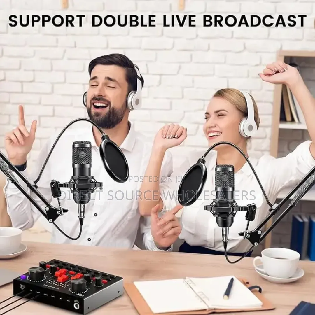 V8sk Full Set Condenser Microphone With Live Sound Card