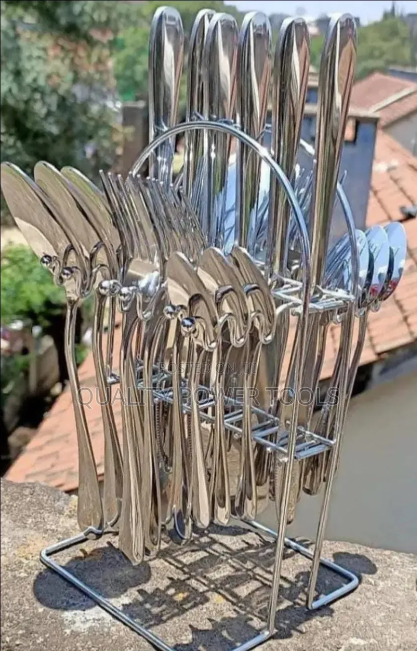 *24pcs Silver Cutlery Set With a Stainless Holder