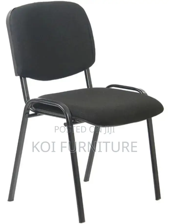 Office Chairs; Fabric Mid Back Office Visitors Black Chairs