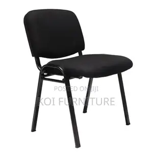 Office Chairs; Fabric Mid Back Office Visitors Black Chairs