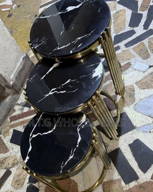 3-in-1 Executive Pure Marble Nesting Table Set