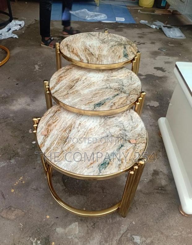 Pure Marble 3 in 1 Pieces Coffee Table for Home and Hotel Use - thumbnail 2