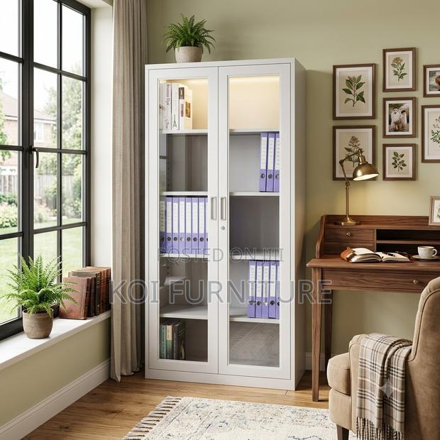 Office Cabinet; Two Doors Glass DKD Structure Cabinet - main view