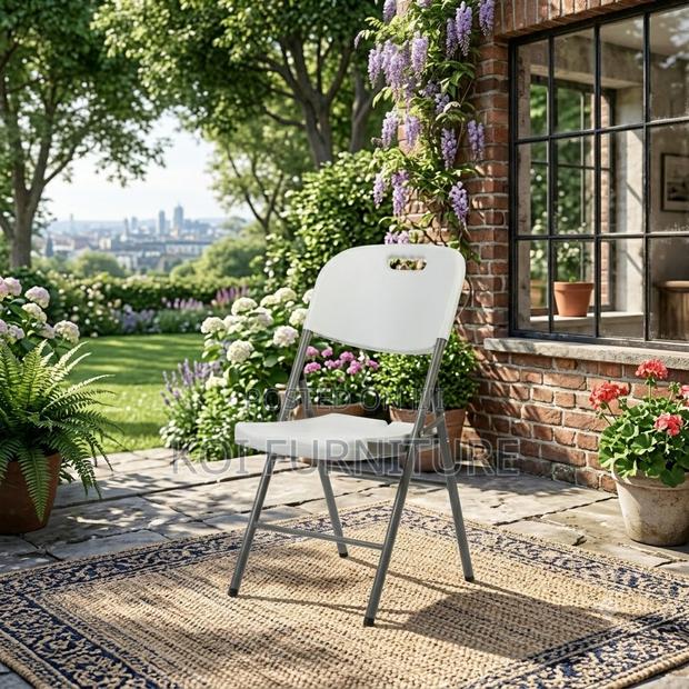 Office Chairs; White Patio Office Outdoor Foldable Chairs - thumbnail 3