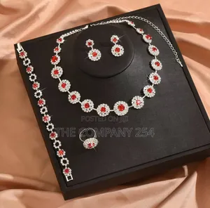 4 Pc Luxury Matching Jewellery Necklace,Ring, Bracelet,Earrings